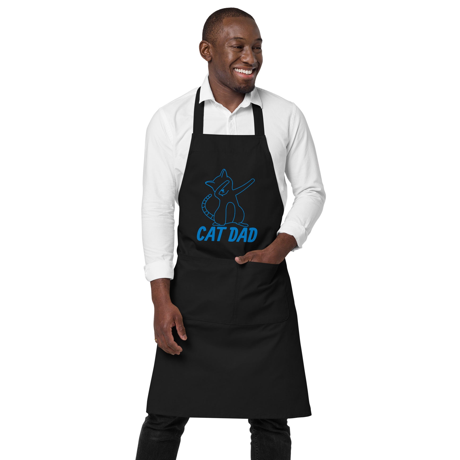 cat dad apron in cotton