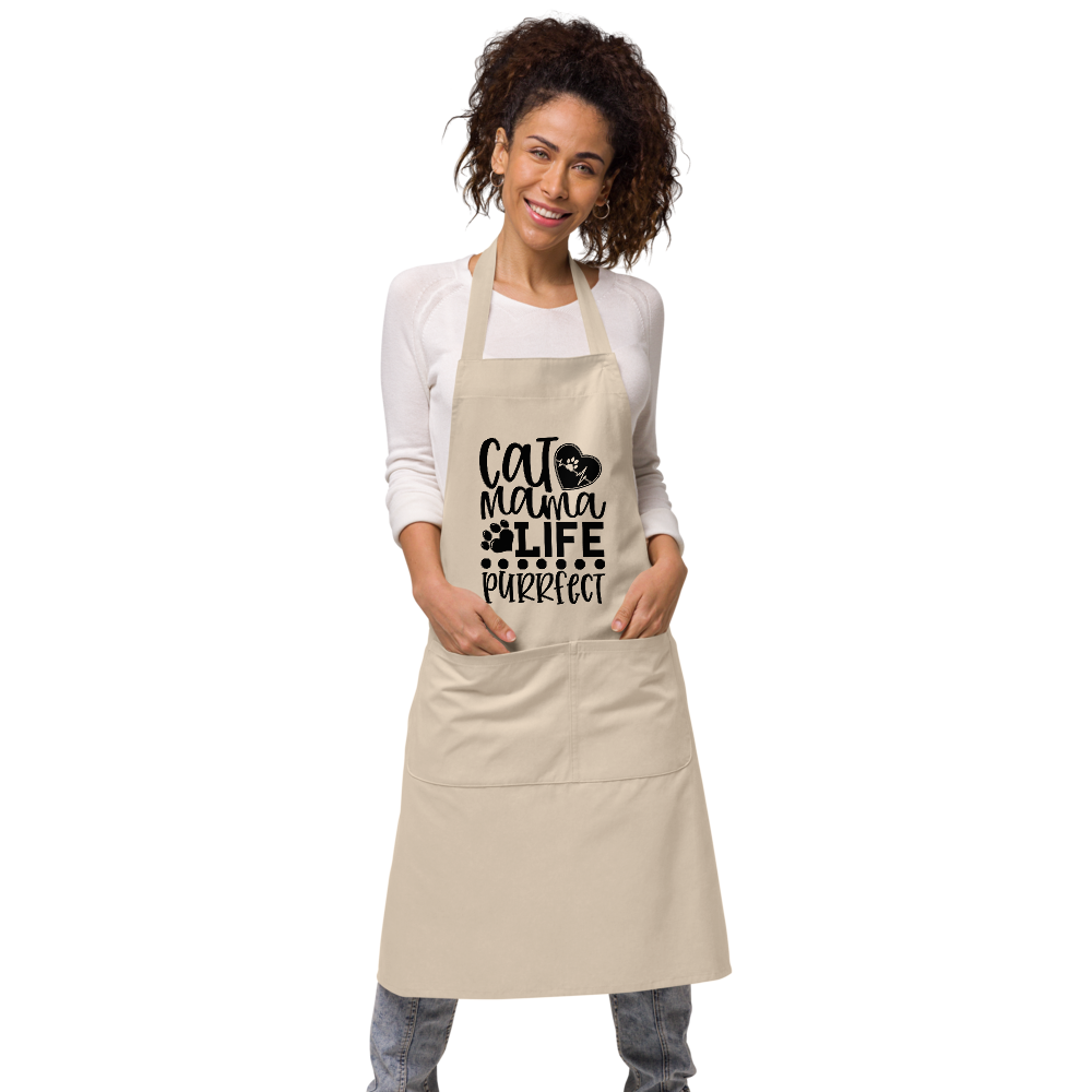 Organic cotton apron Cat Mama